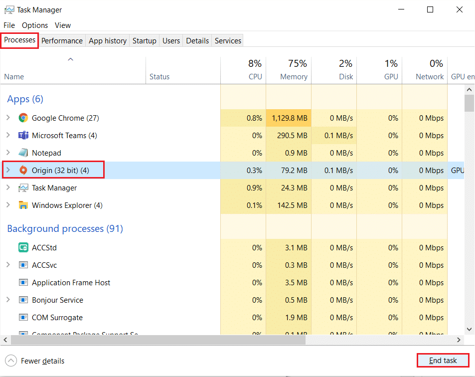 selezionare il processo di origine e fare clic su Termina attività nel Task Manager. Come correggere l'errore di origine 327683: 0