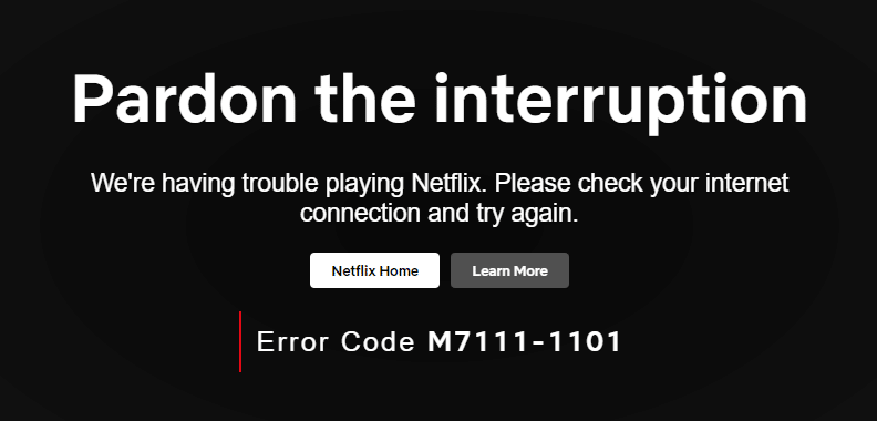 Netflix Hata Kodu M7111 1101