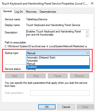 ในแท็บ General ให้ตั้งค่า Startup type เป็น Disabled วิธีแก้ไข Skyrim Crash ไปยังเดสก์ท็อป