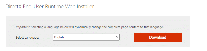 Se non hai DirectX 12 nel tuo sistema, scaricalo e installalo