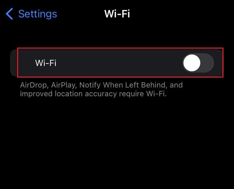 ปิด WiFi ใน iPhone