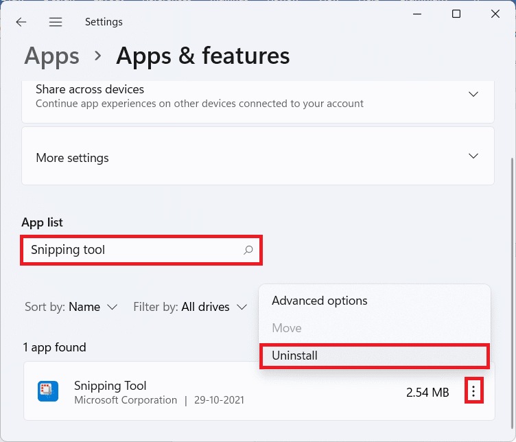 Sección de aplicaciones y funciones en la aplicación Configuración.