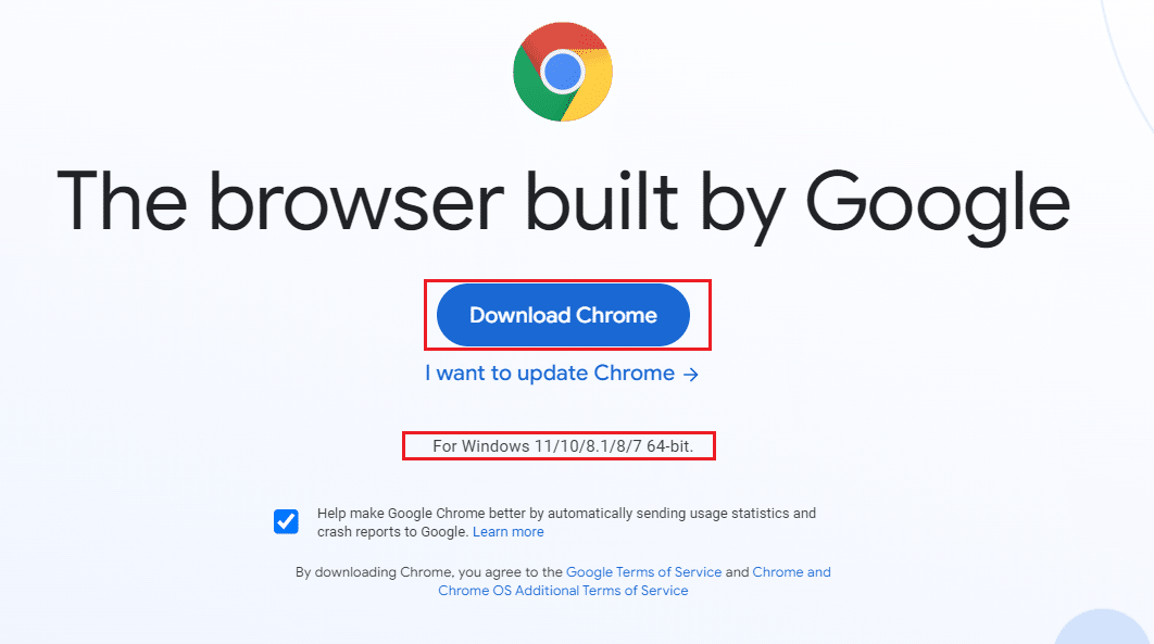 公式ウェブサイトからGoogleChrome64ビットバージョンをダウンロードします