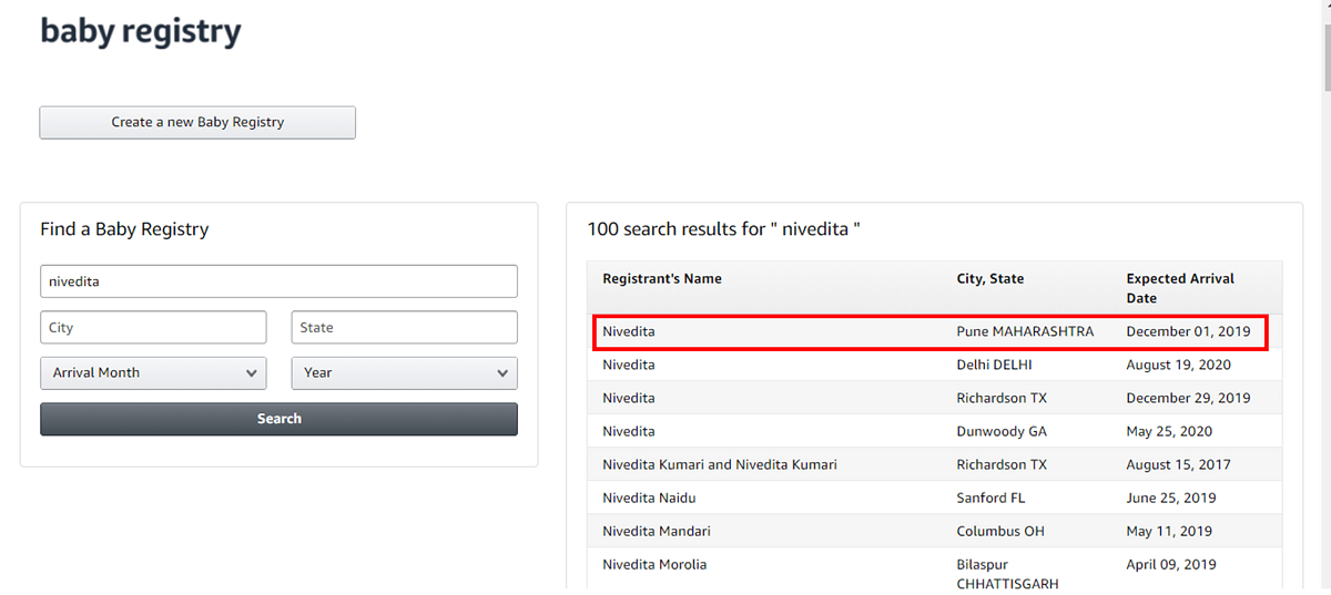 Teraz kliknij żądane imię i odpowiednio je podaruj.