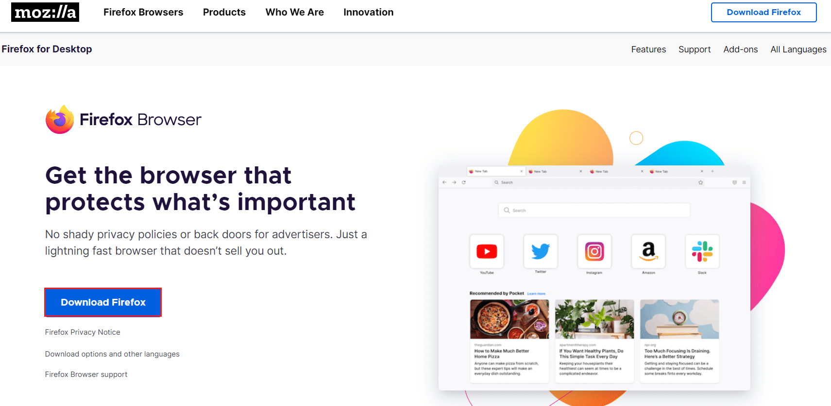 Laden Sie Mozilla Firefox von der offiziellen Website herunter