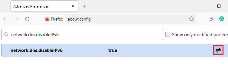 Agora, altere a configuração para True usando o botão de alternância no canto direito.