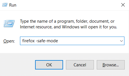 Firefox'u Çalıştır iletişim kutusundan güvenli modda çalıştırın. Firefox Sayfaları Yüklemiyor Nasıl Onarılır