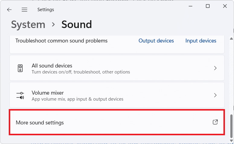 Mais configurações de som em Configurações