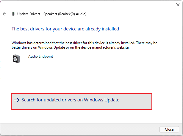 selectați căutarea driverelor actualizate pe actualizarea Windows în expertul Actualizare drivere Windows 11