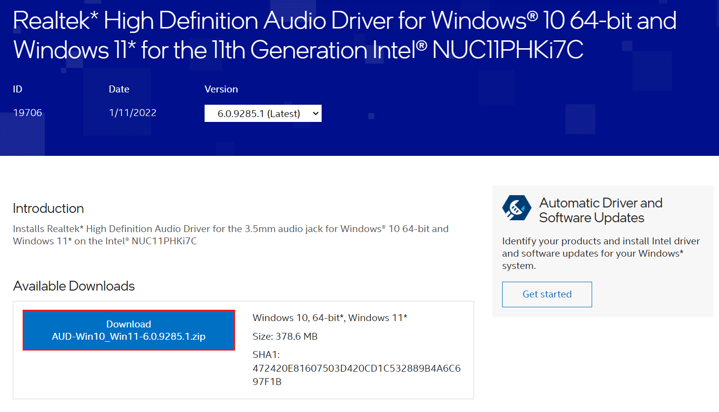 baixe o driver de áudio realtek para Windows 11 do site oficial