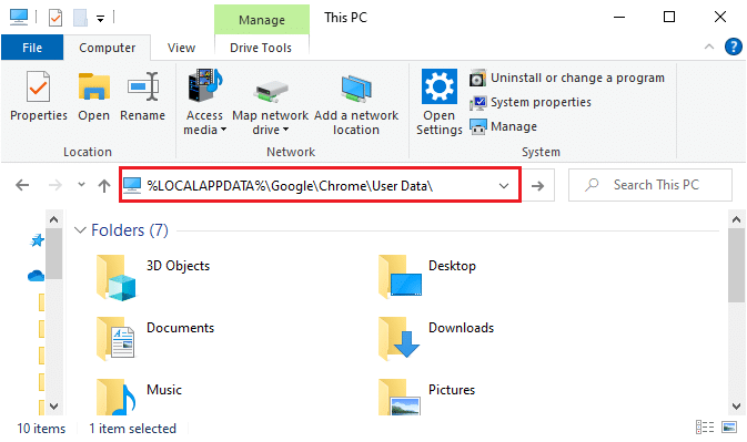 افتح File Explorer وانتقل إلى المسار localappdata. إصلاح خطأ ملف تعريف Chrome