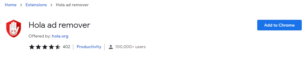 Hola Ad Remover na Chrome Web Store