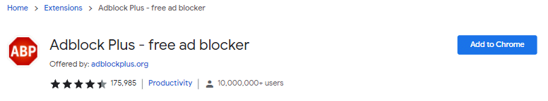 Chrome Web Mağazası'nda Adblock Plus