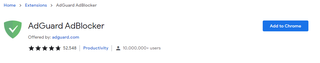 Chrome Web Mağazası'nda AdGuard