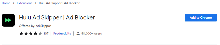 Hulu Ad Skipper w Chrome Web Store | Najlepsze rozszerzenie blokowania reklam dla Chrome