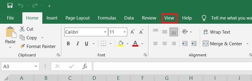 selecione Exibir na barra de menus