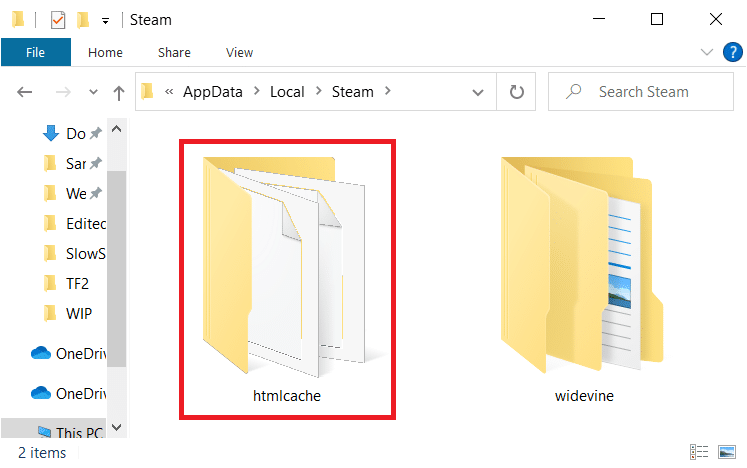 โฟลเดอร์ htmlcache ในข้อมูลแอป Steam