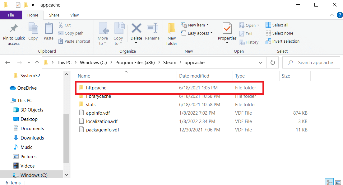 ลบโฟลเดอร์ HTTPcache แก้ไข Steam ช้า