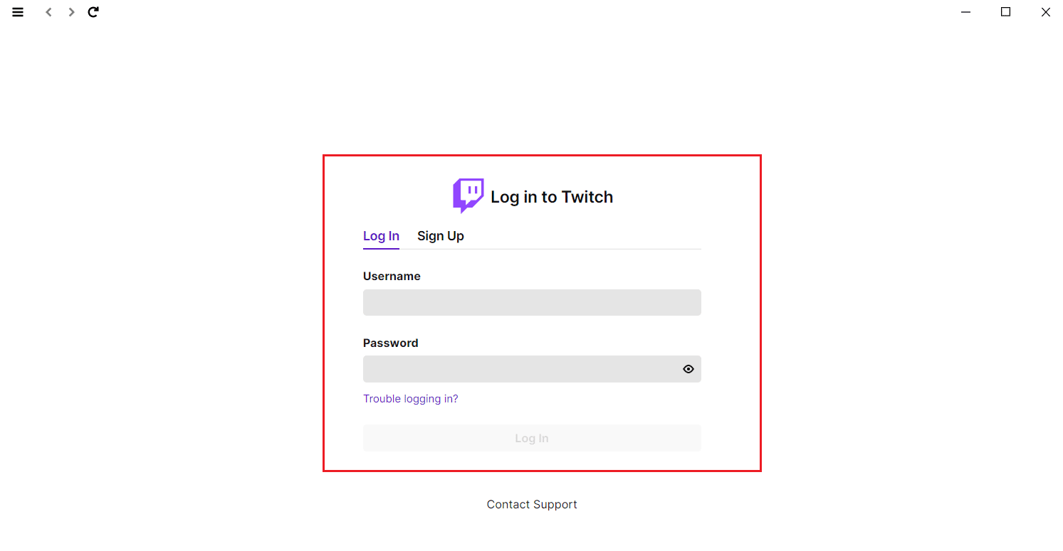 Faça login no Twitch Desktop Client ou aplicativo. Corrigir que o Twitch não funciona no Chrome