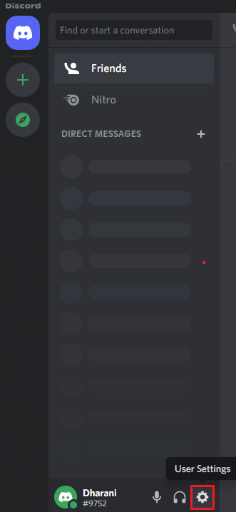 คลิกที่การตั้งค่าผู้ใช้ แก้ไข Discord Not Detecting mic