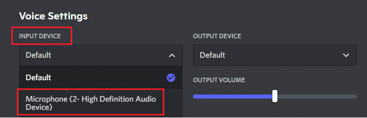 ตอนนี้ ตั้งค่าไมโครโฟนหรือชุดหูฟังเป็นค่าเริ่มต้นภายใต้ INPUT DEVICE