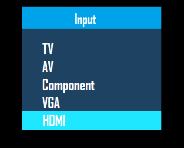 Sélectionnez HDMI. Cela affichera l'écran de l'ordinateur