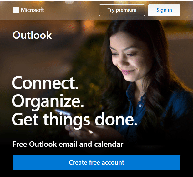 صفحة الاشتراك في Outlook