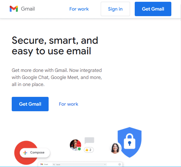 Gmail 註冊頁面 |最佳免費商業電子郵件帳戶