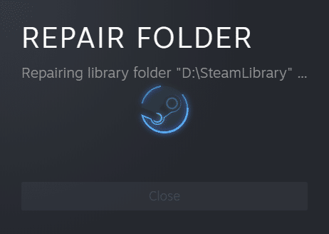 Reparatur des Bibliotheksordners läuft. Fix Steam-Inhaltsdatei gesperrt