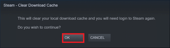 limpar prompt de confirmação de cache de download