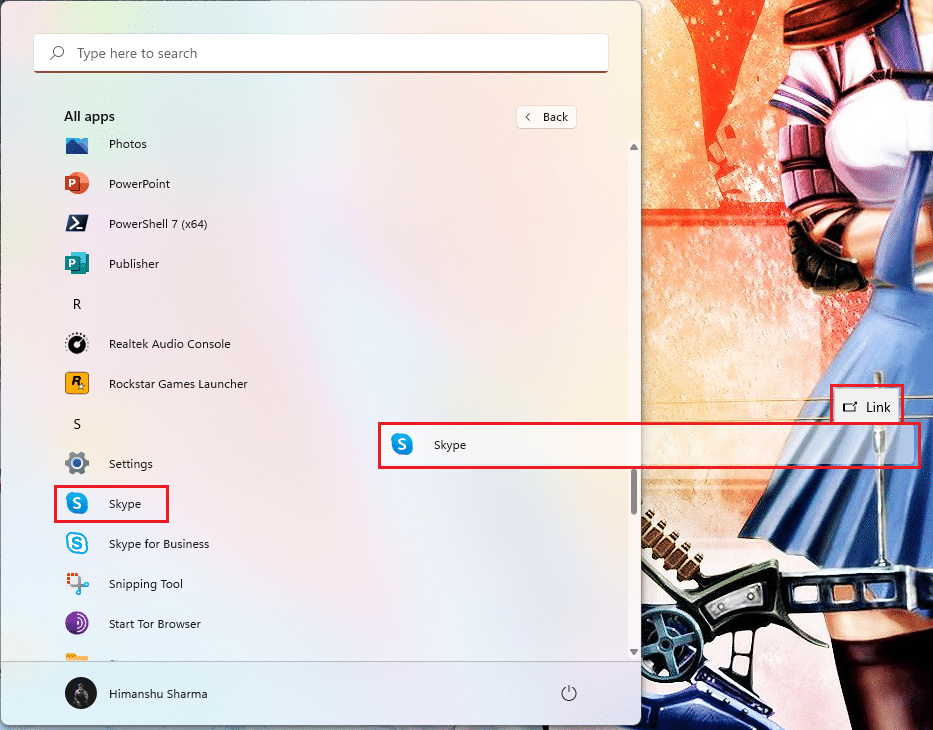 arraste um aplicativo do menu de pesquisa do Windows Windows 11 para a área de trabalho