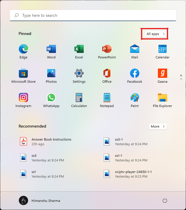 Klicken Sie im Startmenü auf Alle Apps. So erstellen Sie Desktop-Verknüpfungen unter Windows 11