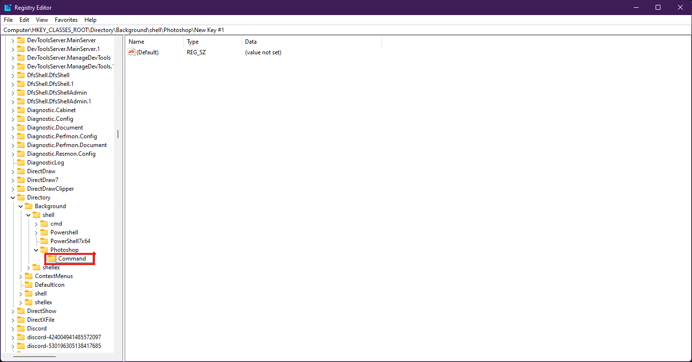 Ganti nama folder Key yang baru terbentuk menjadi Command. Cara Membuat Pintasan Desktop di Windows 11