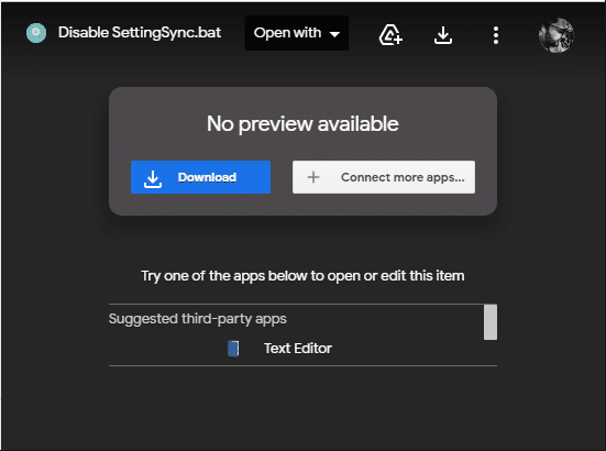 Unduh file DisableSettingSync. Perbaiki Proses Host untuk Menyetel Sinkronisasi