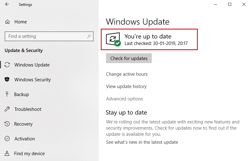 windows update Anda up to date pesan. Perbaiki Proses Host untuk Menyetel Sinkronisasi