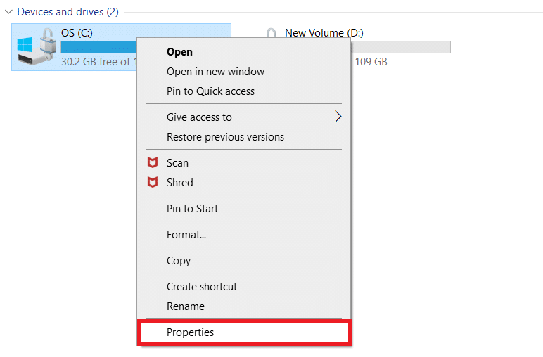 คลิกขวาที่ Local disk C แล้วเลือก Properties แก้ไข Google Chrome ไม่อัปเดต