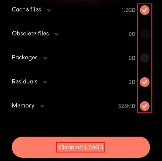 Ketuk dan pilih data cache yang ingin Anda hapus dan ketuk Bersihkan. Perbaiki Sistem Proses Tidak Merespons di Android