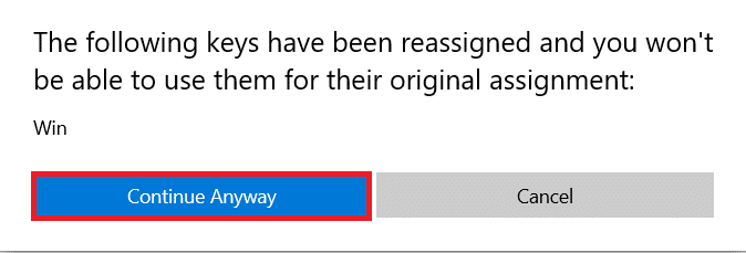 Kliknij Kontynuuj mimo to. Napraw wyłączony klawisz Windows