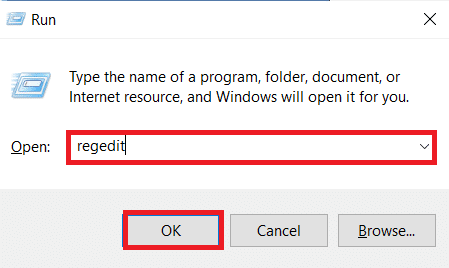 실행 대화 상자에 regedit를 입력합니다. 비활성화된 Windows 키 수정