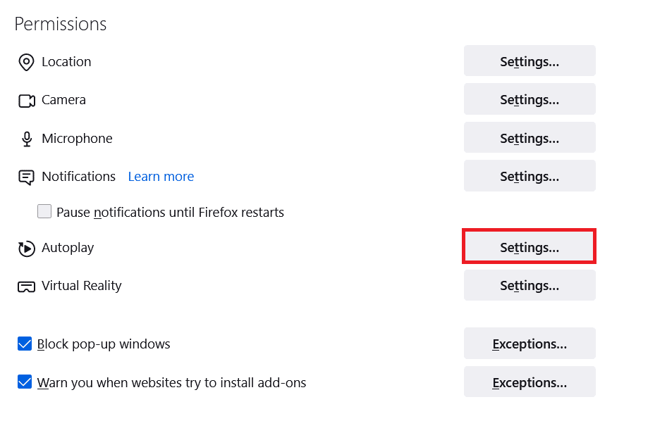 Klicken Sie auf Einstellungen in der Autoplay-Option