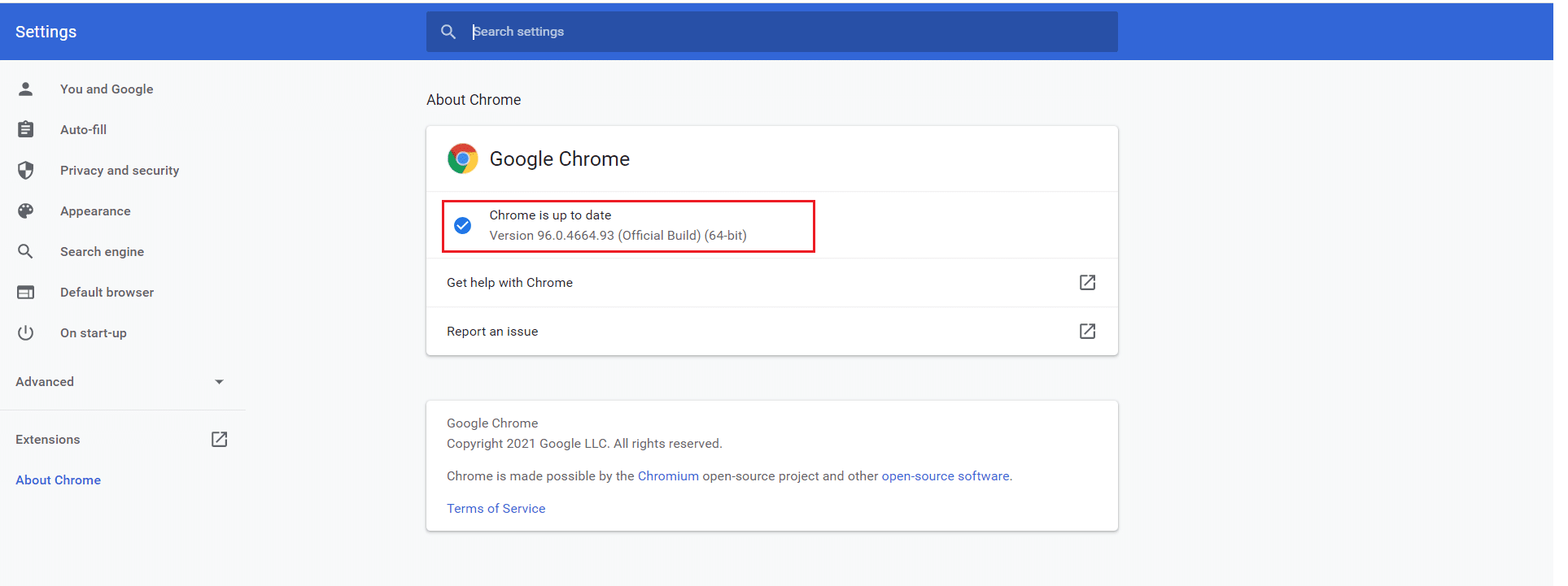 Chrome diperbarui Des 2021