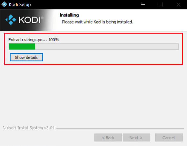 等待 kodi 應用程序安裝完成