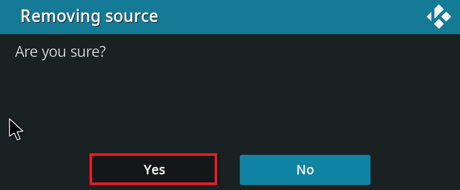 انقر فوق "نعم" للتأكيد. إصلاح فشل تحديث Kodi