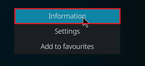 Щелкните правой кнопкой мыши надстройку и выберите Информация. Исправить ошибку обновления Kodi