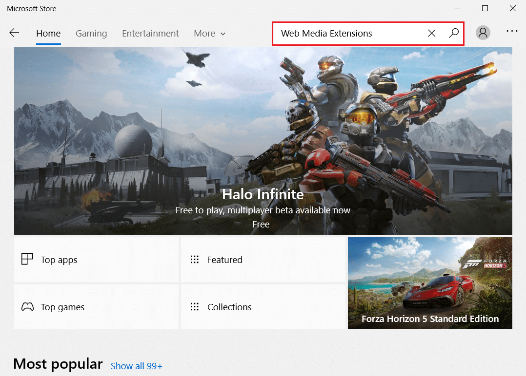 поиск расширений веб-медиа в Microsoft Store