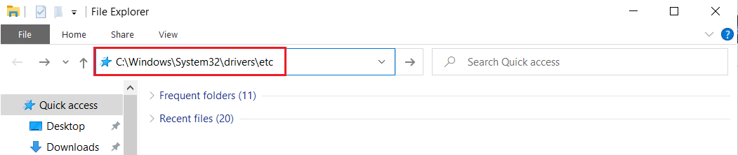 vá para o caminho do disco local C windows system32 drivers etc na barra de endereços do explorador de arquivos. Corrigir o problema Uplay não disponível