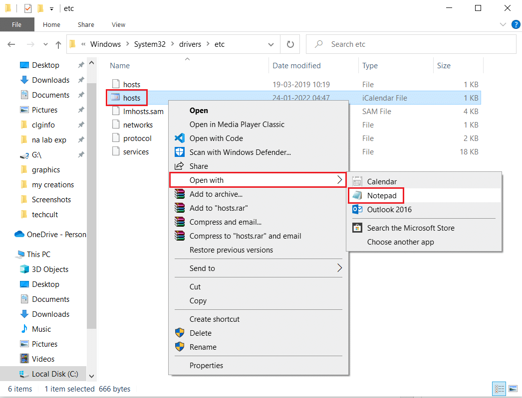 fare clic con il pulsante destro del mouse su host e selezionare Apri con blocco note in Esplora file. Risolto il problema con Uplay non disponibile