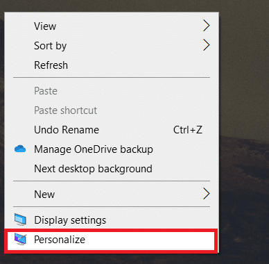 Klicken Sie mit der rechten Maustaste auf den leeren Bereich. Klicken Sie auf Personalisieren.