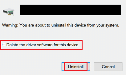 desinstalar uma mensagem de aviso de driver de dispositivo