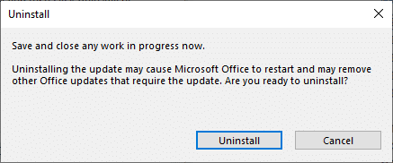 ที่นี่ คลิกที่ ถอนการติดตั้ง เพื่อยืนยันพร้อมท์ แก้ไขการใช้งานดิสก์สูง Ntoskrnl.exe